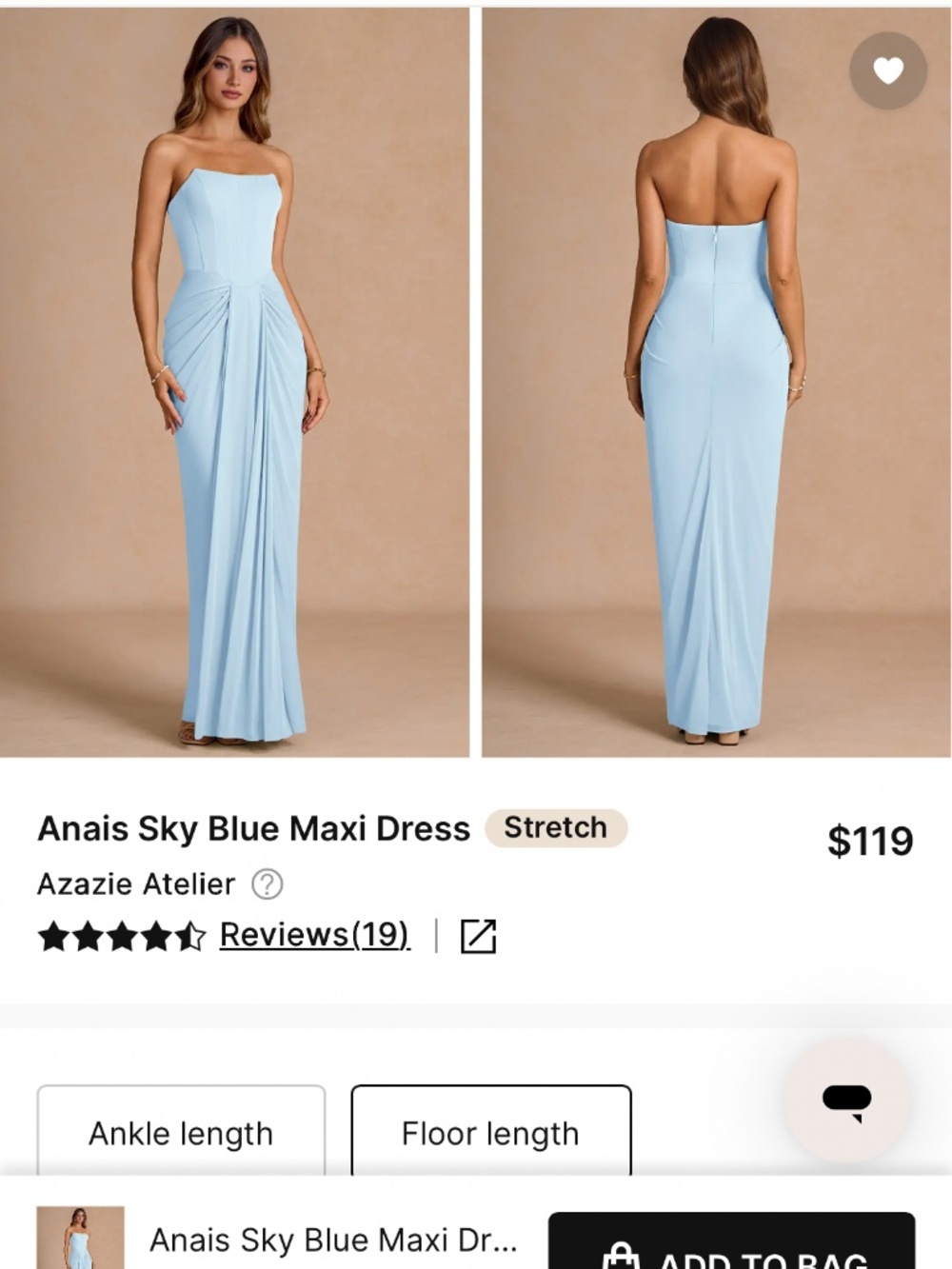 Azazie Anais Sky Blue Maxi Dress- Never Been Worn (hemmed)